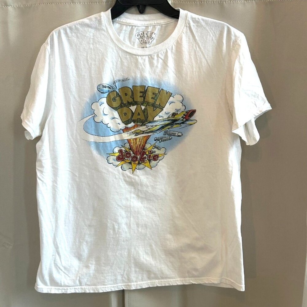Green Day Dookie Shirt Mens Large White Graphic‎ Tee Rock Band Y2K Concert 17295